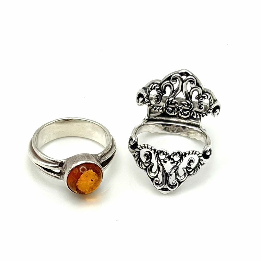 Carolyn Pollack 925 Sterling Silver Carved Ring Jacket Size 5 *+Bonus Ring*